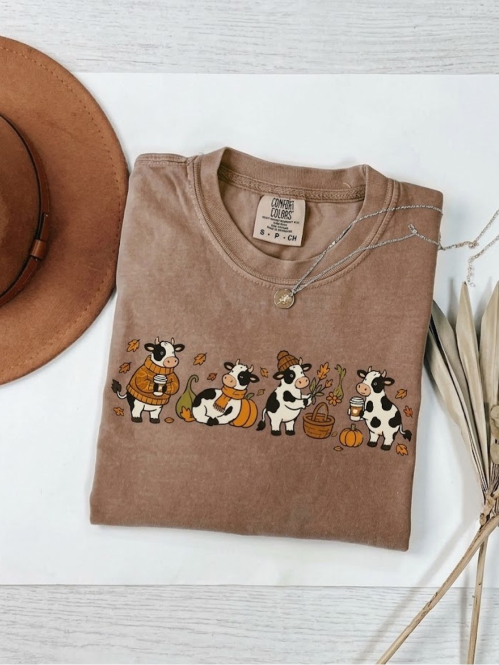 Comfort colors Brown Autumn Cow Graphic Tee